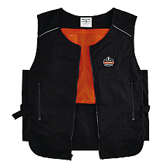 ergodyne Chill-Its 6260 Lightweight Phase Change Cooling Vest with Packs, Cotton/Poly, 2X-Large/3X-Large, Black (EGO12134)