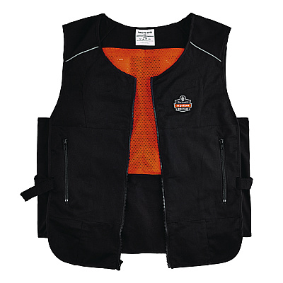 ergodyne Chill-Its 6260 Lightweight Phase Change Cooling Vest with Packs, Cotton/Poly, 2X-Large/3X-Large, Black (EGO12134)