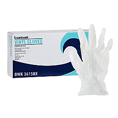 Boardwalk Exam Vinyl Gloves, Powder/Latex-Free, 3 3/5 mil, Clear, Small, 100/Box (BWK361SBX)