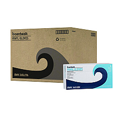 Boardwalk General Purpose Vinyl Gloves, Powder/Latex-Free, 2.6 mil, Large, Clear, 100/Box, 10 Boxes/Carton (BWK365LCT)