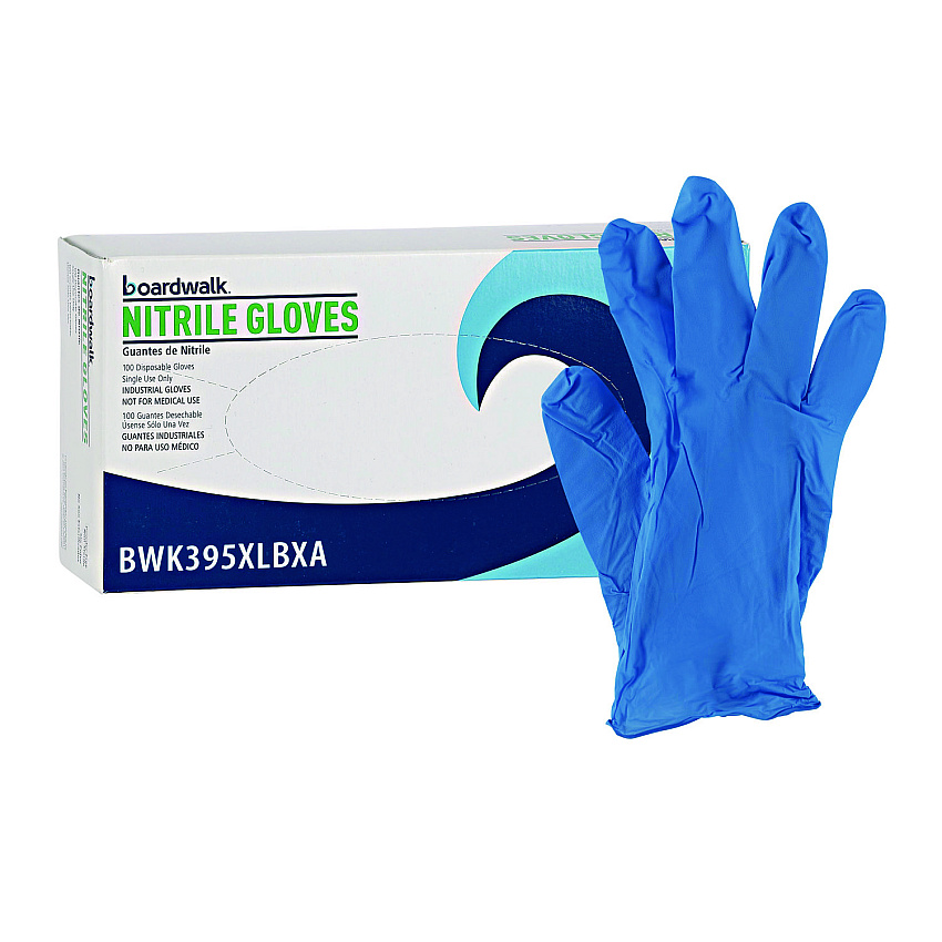 Boardwalk Disposable General-Purpose Powder-Free Nitrile Gloves, X-Large, Blue, 5 mil, 100/Box (BWK395XLBXA)