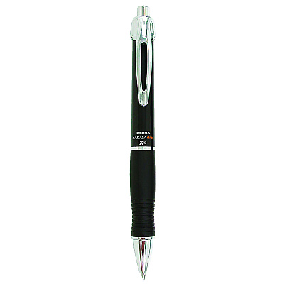 Zebra Sarasa Dry X10 Gel Pen, Retractable, Medium 0.7 mm, Black Ink, Black/Silver Barrel, 12/Pack (ZEB42610)