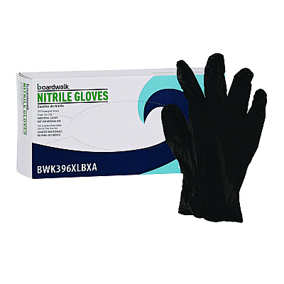 Boardwalk Disposable General-Purpose Powder-Free Nitrile Gloves, X-Large, Black, 4.4 mil, 100/Box (BWK396XLBXA)