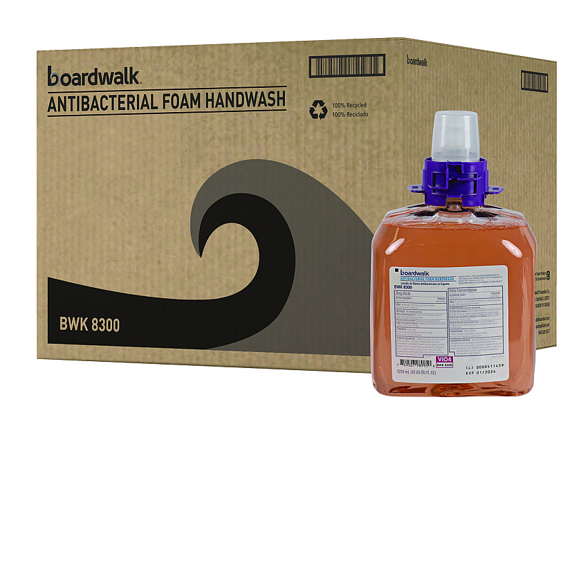 Boardwalk Foam Antibacterial Handwash Refill, Fresh Fruit, 1,250 mL, 4/Carton (BWK8300)