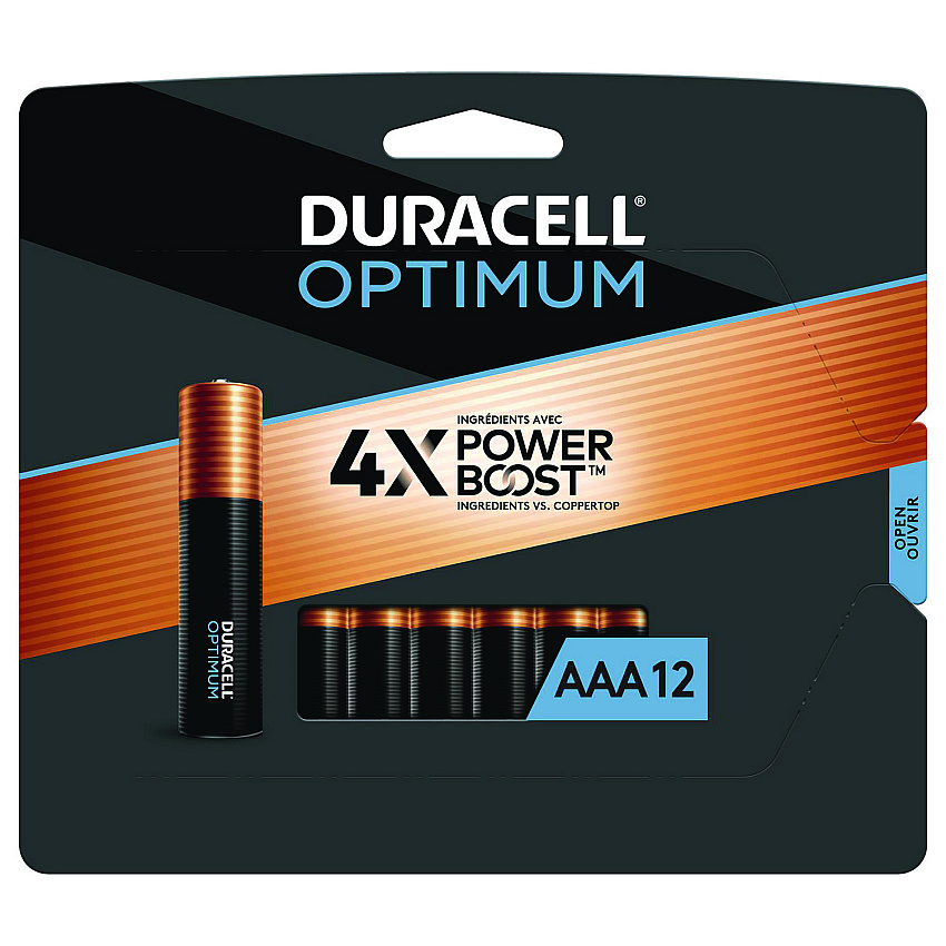 Duracell Optimum Alkaline AAA Batteries, 12/Pack (DUROPT2400B12PR)
