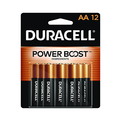 Duracell Power Boost CopperTop Alkaline AA Batteries, 12/Pack (DURMN15B12BCD)