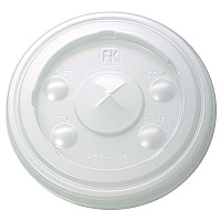 Fabri-Kal Kal-Clear/Nexclear Drink Cup Lids, Flat w/X-Style Straw Slot, Flavor Buttons, Fits 12-14 oz Cold Cups, Translucent, 1,000/CT (FABLRK1214)