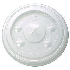 Fabri-Kal Kal-Clear/Nexclear Drink Cup Lids, Flat w/X-Style Straw Slot, Flavor Buttons, Fits 12-14 oz Cold Cups, Translucent, 1,000/CT (FABLRK1214)