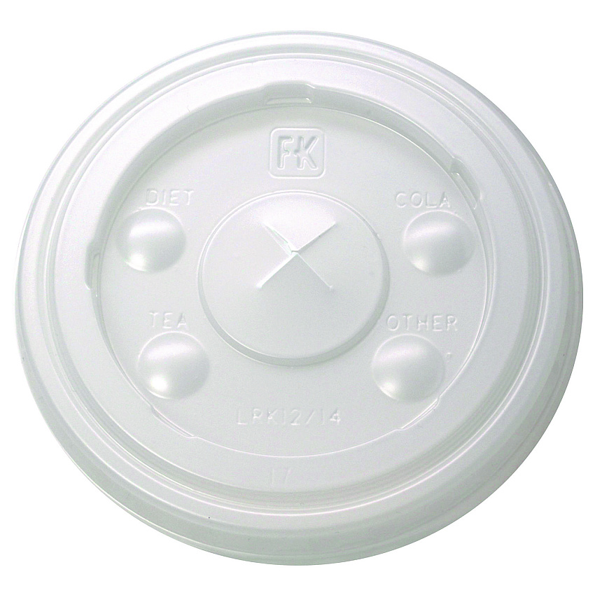 Fabri-Kal Kal-Clear/Nexclear Drink Cup Lids, Flat w/X-Style Straw Slot, Flavor Buttons, Fits 12-14 oz Cold Cups, Translucent, 1,000/CT (FABLRK1214)