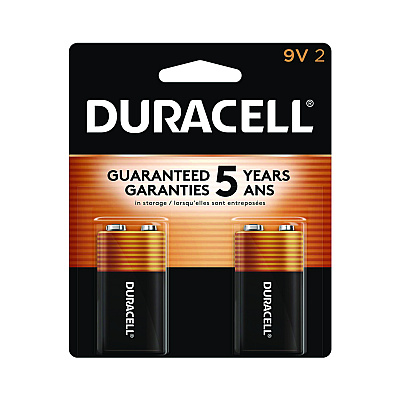 Duracell CopperTop Alkaline 9V Batteries, 2/Pack (DURMN1604B2Z)