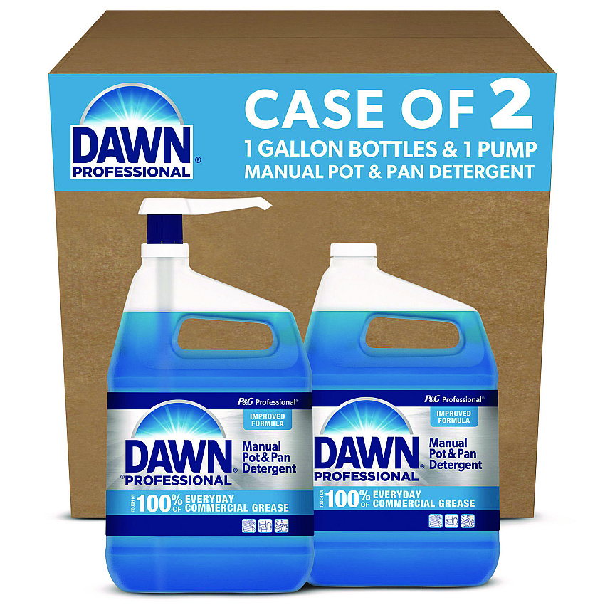 Dawn Professional Manual Pot and Pan Dish Detergent with Pump, Original Scent, (1) Pump and (2) 1 gal Bottles/Carton (PGC15260)
