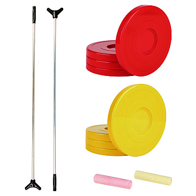 Champion Sports Economy Shuffleboard Set, 15-ft Court, Four 51" Cues, Eight Discs (CSISBA20)