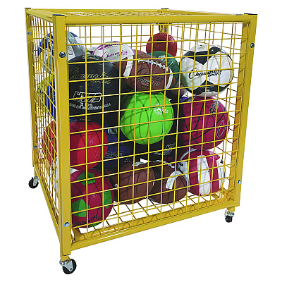 Champion Sports Half Size Lockable Ball Locker, Metal, 132 lb Capacity, 29 x 27 x 31, Yellow (CSILRCS)