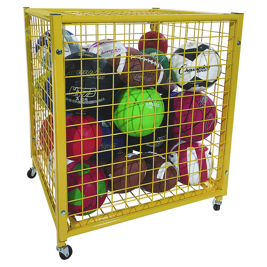 Champion Sports Half Size Lockable Ball Locker, Metal, 132 lb Capacity, 29 x 27 x 31, Yellow (CSILRCS)