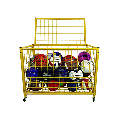 Champion Sports Full Size Lockable Ball Locker, Metal, 132 lb Capacity, 24 x 42 x 29.75, Yellow (CSILRCL)