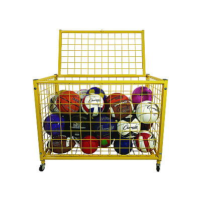 Champion Sports Full Size Lockable Ball Locker, Metal, 132 lb Capacity, 24 x 42 x 29.75, Yellow (CSILRCL)