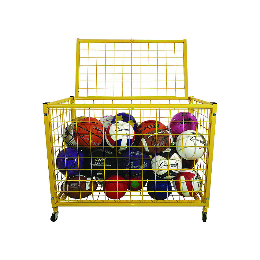 Champion Sports Full Size Lockable Ball Locker, Metal, 132 lb Capacity, 24 x 42 x 29.75, Yellow (CSILRCL)