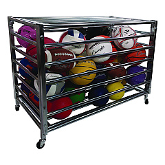 Champion Sports Heavy Duty Lockable Ball Locker, Metal, 132 lb Capacity, 24 x 42 x 30, High-Polish Black (CSILBCXX)