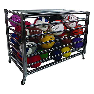 Champion Sports Heavy Duty Lockable Ball Locker, Metal, 132 lb Capacity, 24 x 42 x 30, High-Polish Black (CSILBCXX)