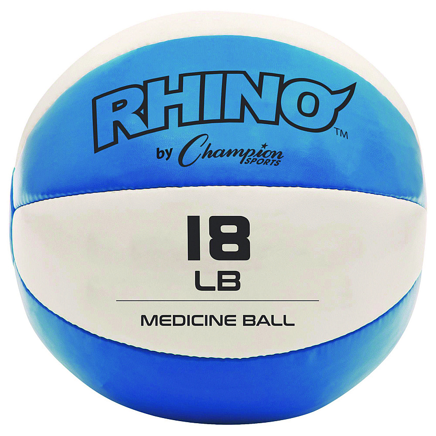 Champion Sports Rhino Leather Medicine Ball, 18 lb, Teal/White (CSIMB16)