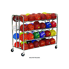Champion Sports 48 Ball Double Wide Ball Cart, Metal, 176 lb Capacity, 24 x 55.5 x 46.5, Chrome (CSIBRC48)