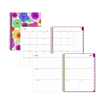 Blue Sky Mahalo Academic Year Create-Your-Own Cover Weekly/Monthly Planner, Floral Artwork, 11 x 8.5, 12-Month (July-June): 2025-2026 (100149)