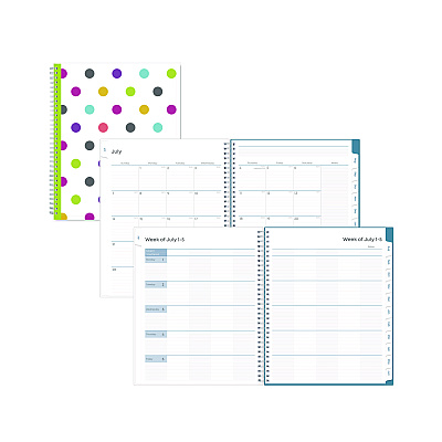 Blue Sky Teacher Dots CYO Cover Weekly/Monthly Lesson Planner, 9 Classes, Multicolor Cover, 11 x 8.5, 12-Month (July-June), 2025-2026 (100330)