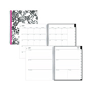 Blue Sky Analeis Create-Your-Own Cover Weekly/Monthly Planner, Floral, 11 x 8.5, White/Black/Coral, 12-Month (July to June): 2025-2026 (130606)