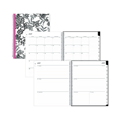 Blue Sky Analeis Create-Your-Own Cover Weekly/Monthly Planner, Floral, 11 x 8.5, White/Black/Coral, 12-Month (July to June): 2025-2026 (130606)