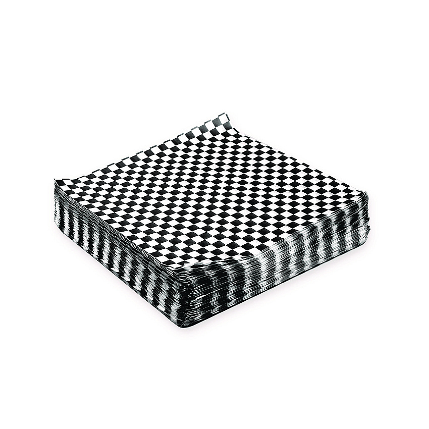 Paterson Grease-Resistant Food Wrap, 12" x 12", Black Check, 5,000/Carton (PDHWG01006)