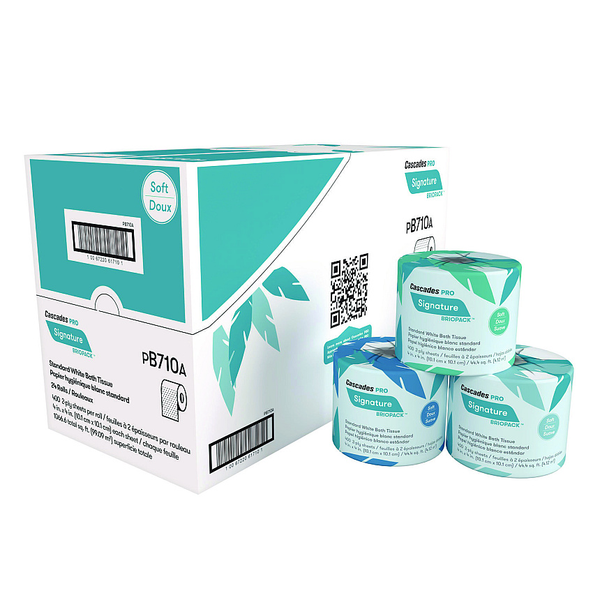 Cascades PRO Signature Bath Tissue, Septic Safe, 2-Ply, White, 400 Sheets/Roll, 24 Rolls/Carton (CSDB710)