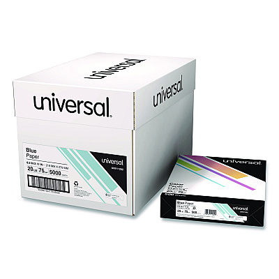 Universal Deluxe Colored Paper, 20 lb Bond Weight, 8.5 x 11, Blue, 500 Sheets/Ream, 10 Reams/Carton (UNV11202CT)