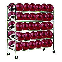 Champion Sports 60 Helmet Football Cart, Five Shelves, Metal, 176 lb Capacity, 24" x 61" x 65", Chrome (FBHC)