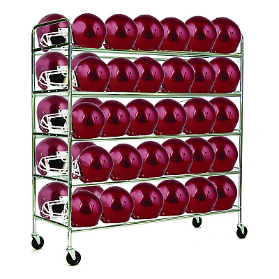 Champion Sports 60 Helmet Football Cart, Five Shelves, Metal, 176 lb Capacity, 24" x 61" x 65", Chrome (FBHC)