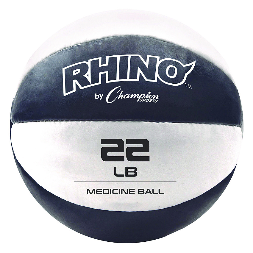 Champion Sports Rhino Leather Medicine Ball, 22 lb, Black/White (CSIMB23)