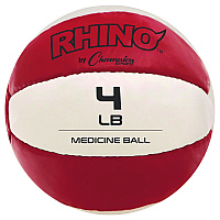 Champion Sports Rhino Leather Medicine Ball, 4 lb, Red/White (CSIMB4)