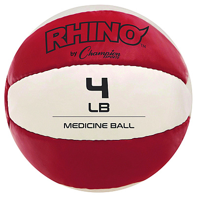 Champion Sports Rhino Leather Medicine Ball, 4 lb, Red/White (CSIMB4)