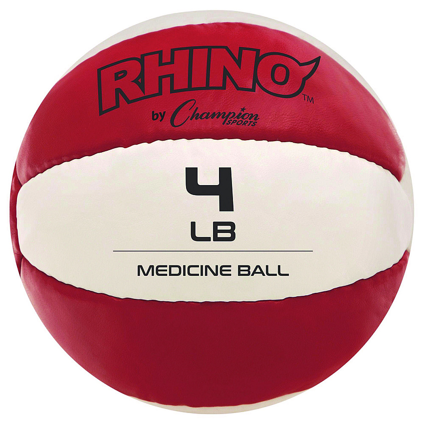 Champion Sports Rhino Leather Medicine Ball, 4 lb, Red/White (CSIMB4)