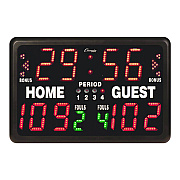 Champion Sports Tabletop Indoor Electronic Scoreboard, 24" x 16" x 10", Black Face, Red/Green/Yellow Graphics (CSIT90)