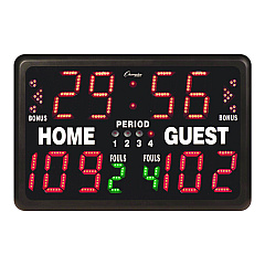 Champion Sports Tabletop Indoor Electronic Scoreboard, 24" x 16" x 10", Black Face, Red/Green/Yellow Graphics (CSIT90)
