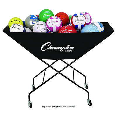 Champion Sports Pro Collapsible Volleyball Cart, 23" x 55" x 41", Black (CSIVCPRO)
