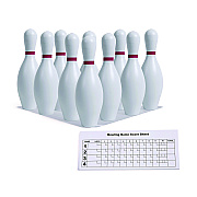 Champion Sports Plastic Bowling Pin Set, White, 10/Set (CSIBP10)