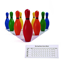 Champion Sports Plastic Bowling Pin Set, Assorted Colors, 10/Set (CSIBP10CLR)