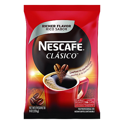 Nescaf Clasico Dark Roast Instant Coffee, 8 oz Pouch (NES70948)