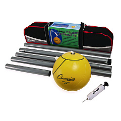 Champion Sports Deluxe Tether Ball Set, Tetherball/102" Cord/(4) 24" Telescoping Poles/Carry Bag/Pump with Needle (CSIDTBSET)