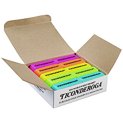 Ticonderoga Neon Wedged Block Erasers, For Pencil Marks, Slanted-Edge Rectangular Block, Medium, Assorted Colors, 30/Box (DIXX38930)