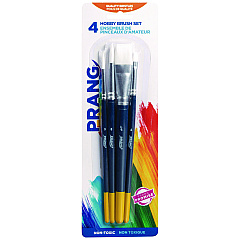 Prang Hobby Four-Brush Set, Assorted, Synthetic, Flat; Round, 4/pack (DIXX94006)
