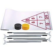 Champion Sports Blacktop Shuffleboard Set, (2) Two-Piece 51" Cues/(8) Discs/Sidewalk Chalk (CSISBA30)
