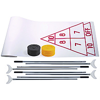 Champion Sports Blacktop Shuffleboard Set, (2) Two-Piece 51" Cues/(8) Discs/Sidewalk Chalk (CSISBA30)