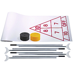 Champion Sports Blacktop Shuffleboard Set, (2) Two-Piece 51" Cues/(8) Discs/Sidewalk Chalk (CSISBA30)